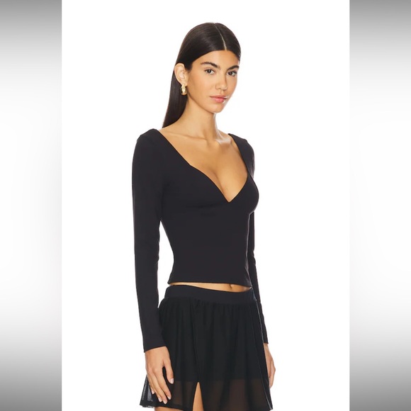 Free People Duo Corset Long Sleeve Cami In Black - Picture 2 of 6